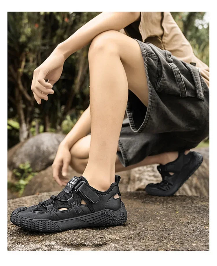 Large Size Sandals for Men, 2026 New Style, Trendy, Versatile, Casual Sports Sandals, Soft-Soled Hollow Beach Shoes for Men Pi-Mart