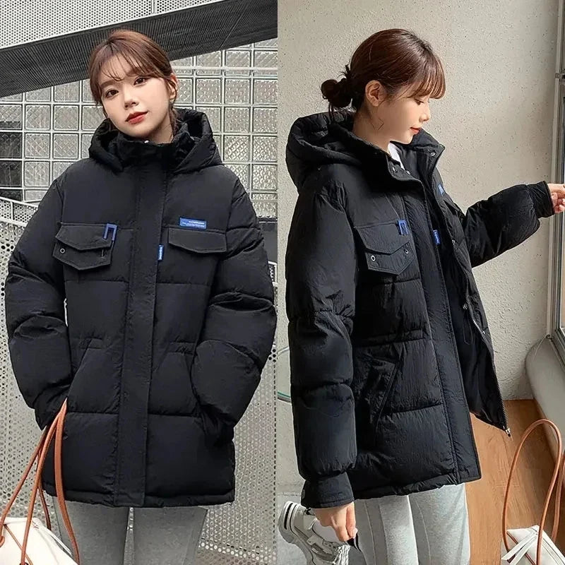 2025 New Winter Hooded Parka Women's Down Cotton Jacket Puffer Coat Overcoat Thick Warm Cotton Padded Jacket Snow Wear Outwear LadyShow.Store