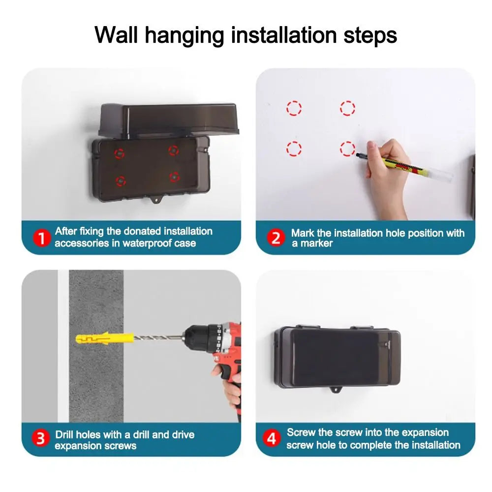 Durable Plastic Plug Box Anti-theft Waterproof Cable Management Box Protect Outlet Weatherproof Extension Lead Cover Outdoor Pi-Mart