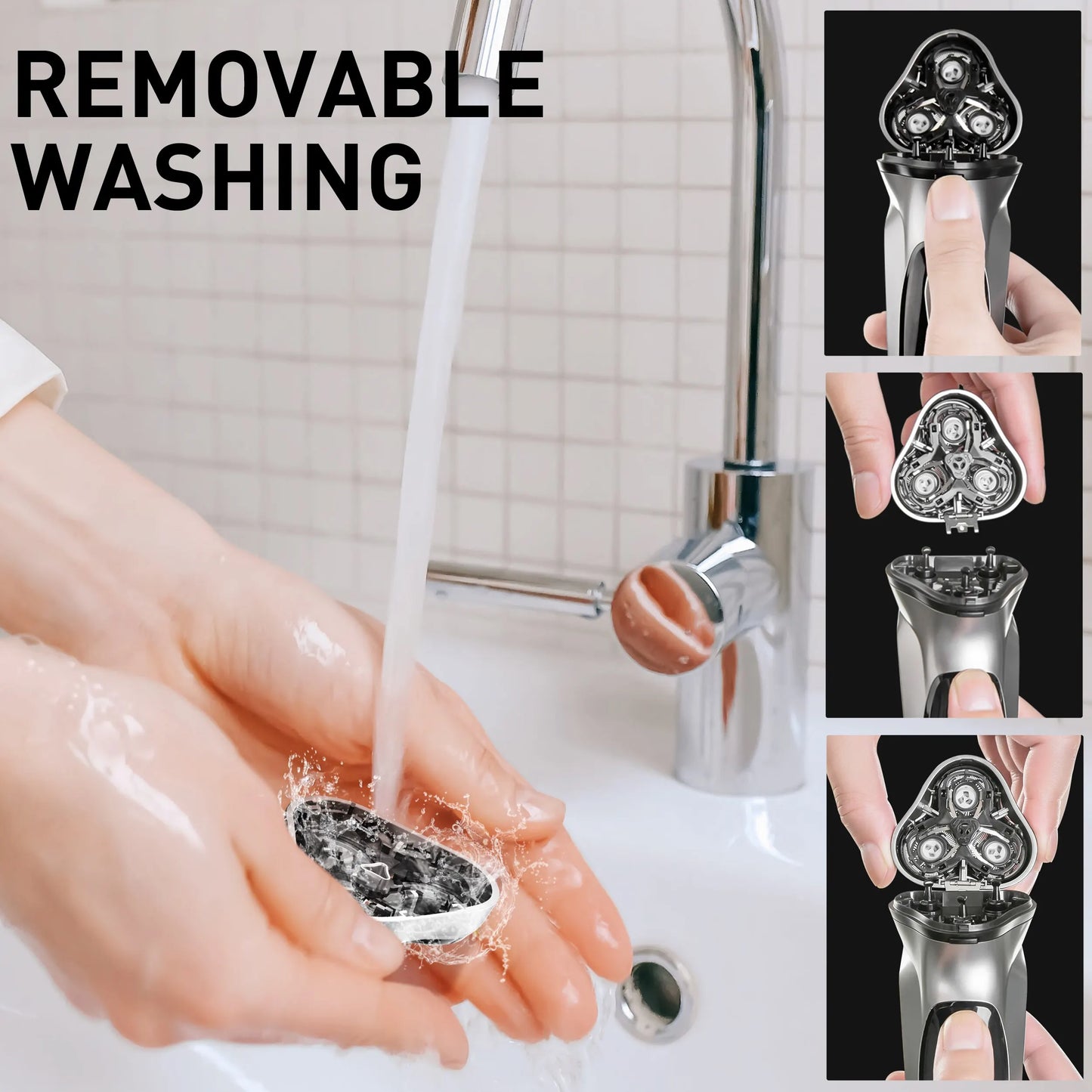 Blackstone USB Rechargeable Rotary Shaver for Men 3D Floating Blade Washable Beard Shaving Machine Electrical Facial Hair Trimme Pi-Mart