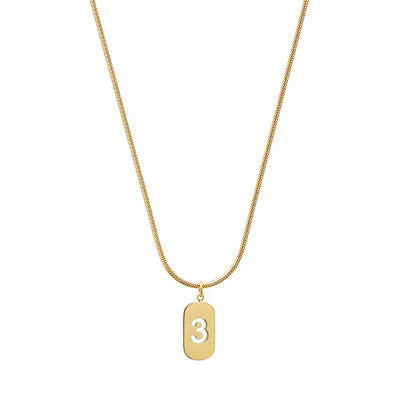 Stainless Steel Angel Number Necklace 0 1 2 3 4 5 6 7 8 9 Rectangle For Women Men Hollow Lucky Number Chain Necklaces Jewelry Pi-Mart
