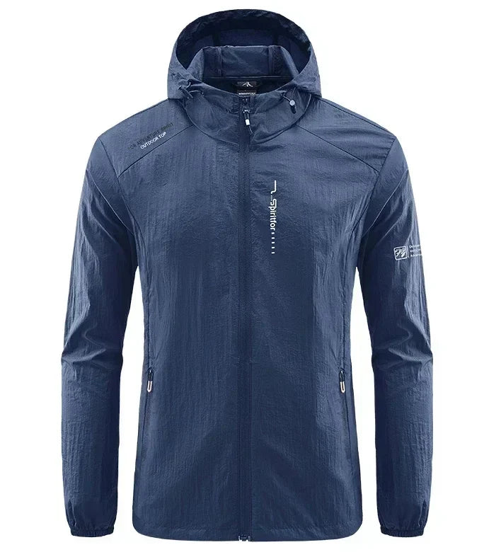 Men's UPF 50+ UV Protection Windbreaker Quick Dry Jacket Outdoor Sun-Protective Thin Hiking Fishing Cycling Hooded Sport Light LadyShow.Store
