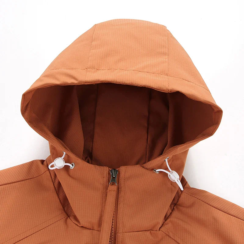 CHRLCK Men Hiking Jacket Outdoor Waterproof Fishing Hooded Sport Jacket Adjustable Drawstring Travel Jacket Mountaineering Coats LadyShow.Store