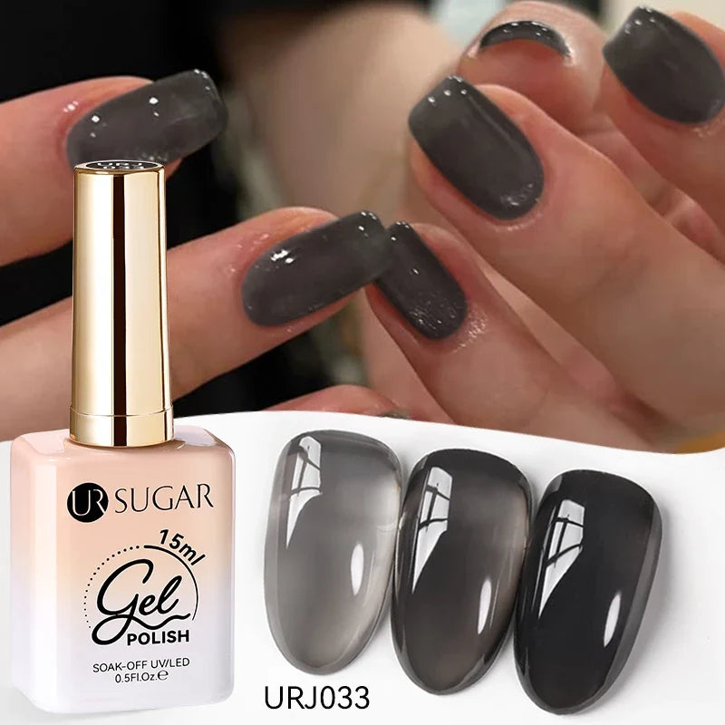 UR SUGAR 15ml Jelly Milky White Translucent Color Gel Polish Semi Permanent UV Gel Nail Art Soak Off Gel Varnish Latest Fashion Tri Light Beauty