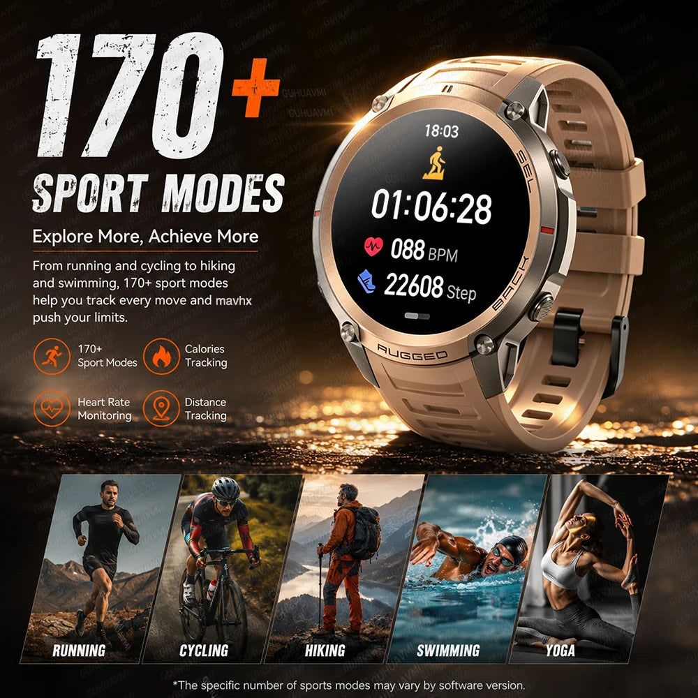 2026 Military Satellite Offline Map GPS Smart Watch Men 1.43''AMOLED Bluetooth Call Compass 5ATM Waterproof 170+Sport Smartwatch Pi-Mart