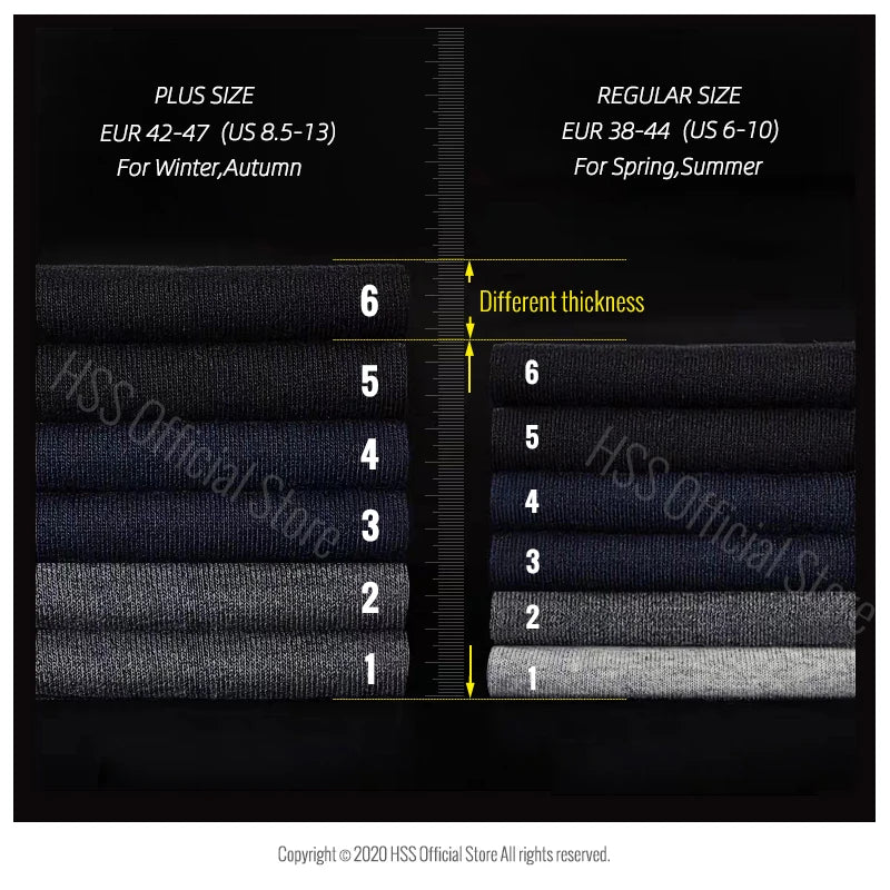 HSS 5/10 Pairs Men's Cotton Blend Socks Black Business Men Socks Soft Breathable Summer Winter for Male Socks Plus Size (6.5-14) Pi-Mart