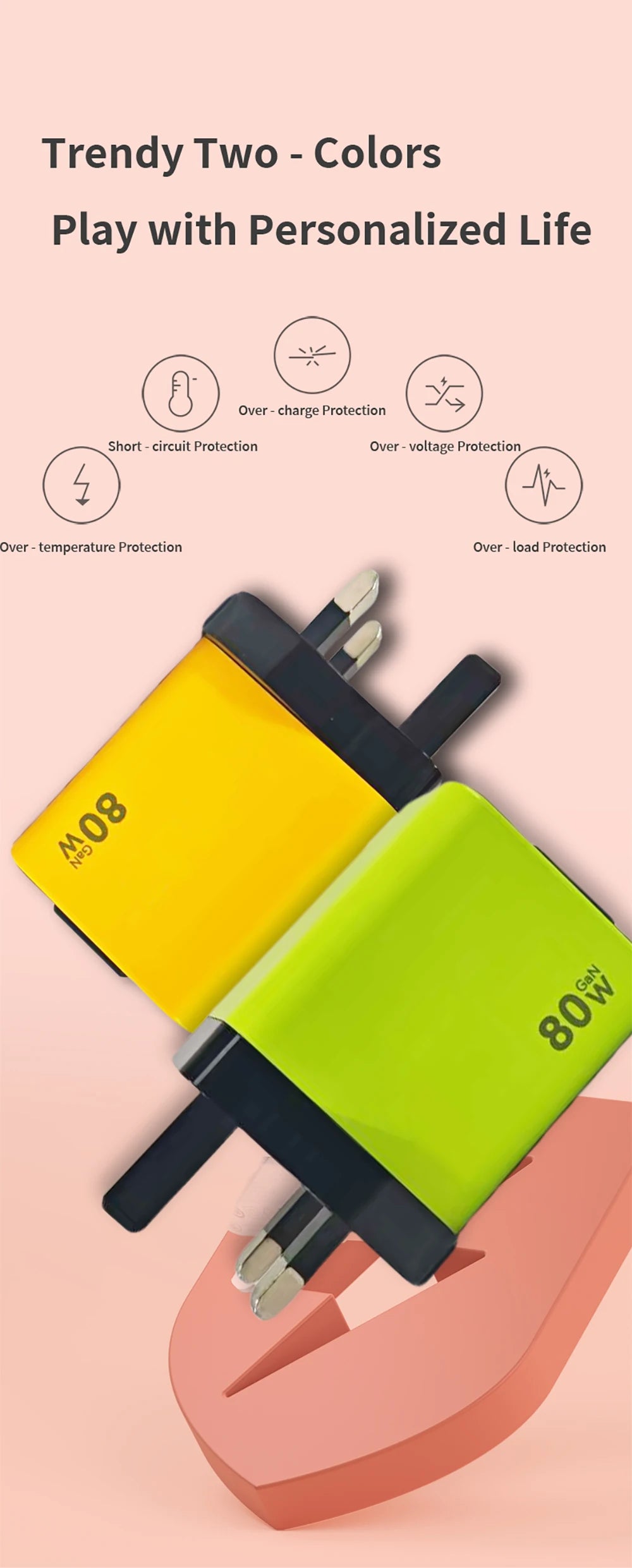Elough 80W Gallium Nitride Charger Scalable Data Cable for Iphone Huawei A+C Full Protocol Multi Port Charging Head Pi-Mart