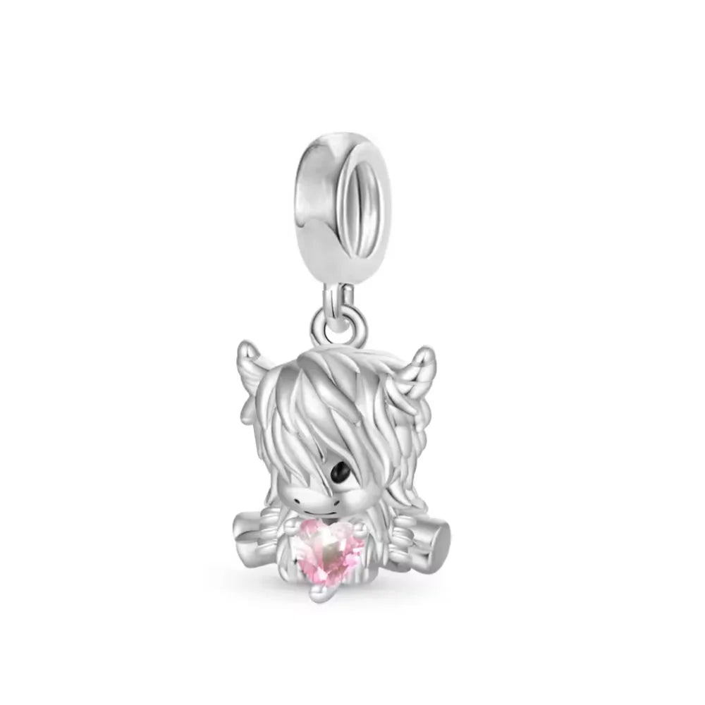 Fashionable 925 Sterling Silver Highland Cow Animal Pendant Suitable for Bracelets, Necklaces, DIY Women's Jewelry Accessories Pi-Mart