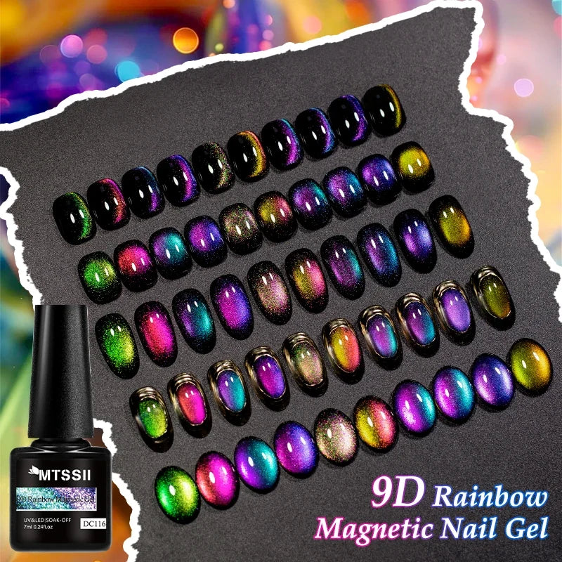 9D Rainbow Cat Magnetic Gel Nail Polish Chameleon Galaxy Effect Magnetic Semi Permanent Soak Off UV Gel Varnish Nail Supplies Tri Light Beauty