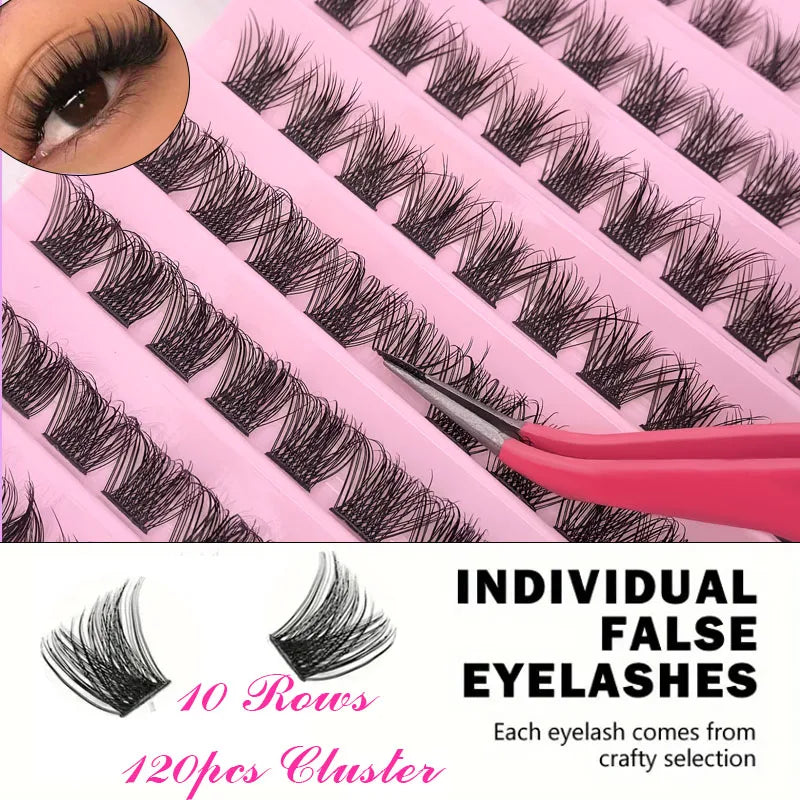 DIY Eyelash Extension Kit Individual Lashes Cluster Mix Lash Clusters with Lash Bond and Seal and Lash Accessories LadyShow.Store