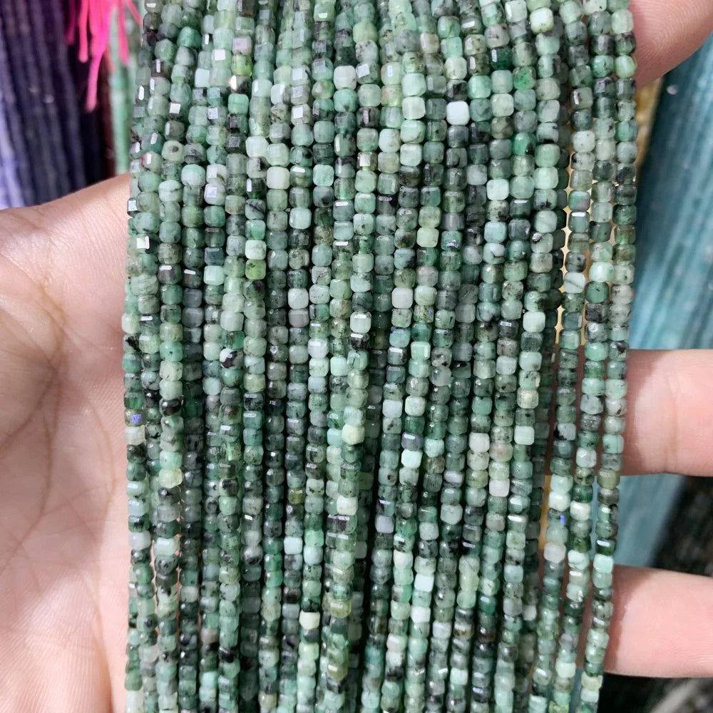 2x2mmNatural Colored Tourmaline Blue Tourmaline Faceted Cube Beads Square Stone Beads for JewelryDIY Making  Gemstone Loose Bea Pi-Mart