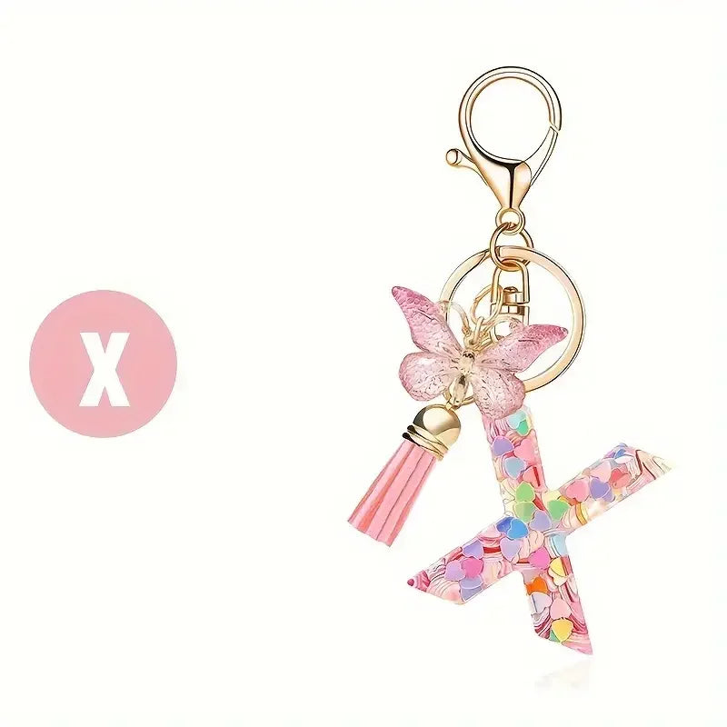 Fashion DIY A-Z Letters keychain Metal Holder Pendent Key Chain Women Car Key Ring Simple Letter Name Key Party Gift Jewelry Pi-Mart