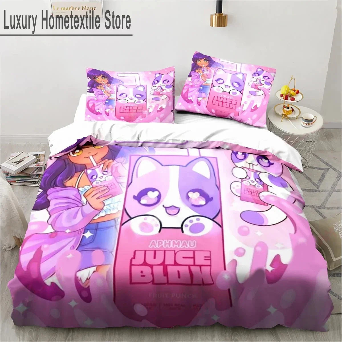 Cartoon Game Cute Aphmau with Wings Bedding Set Boys Girls Twin Queen King Size Duvet Cover Pillowcase Bed boys Adult Pi-Mart