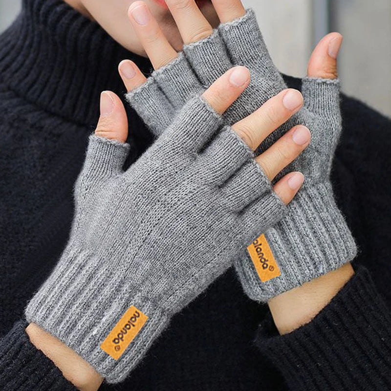 Fashion Winter Autumn Knitted gloves Warm Plush Fingerless gloves for men & Women outdoor sport touchscreen gloves Pi-Mart