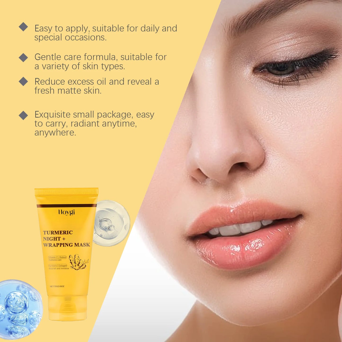 HOYGI Turmeric Collagen Mask Cleansing Pore Improves Spots Gentle Exfoliation Brightening Dullness Smoothing Peel-off Mask 75g Pi-Mart