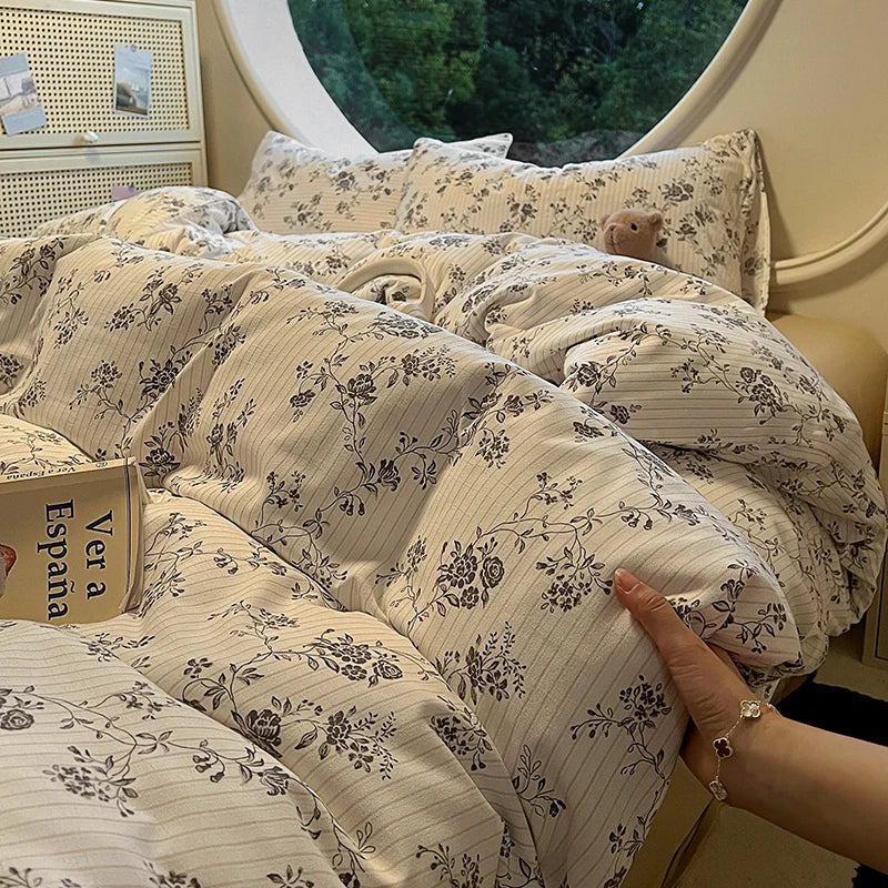Floral Style Duvet Cover Soft Quilt Cover Single/Double/Queen Size Comforter Covers Girls Room Bedding (Pillowcase Need Order) Pi-Mart