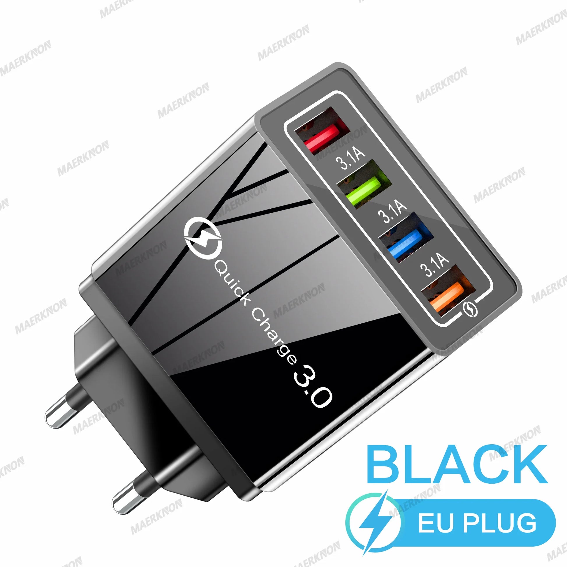 3A USB Charger 4 Ports USB Quick Charge 3.0 EU US Plug For iPhone Samsung Xiaomi Poco Fast Charging Mobile Phone Charger Adapter Pi-Mart