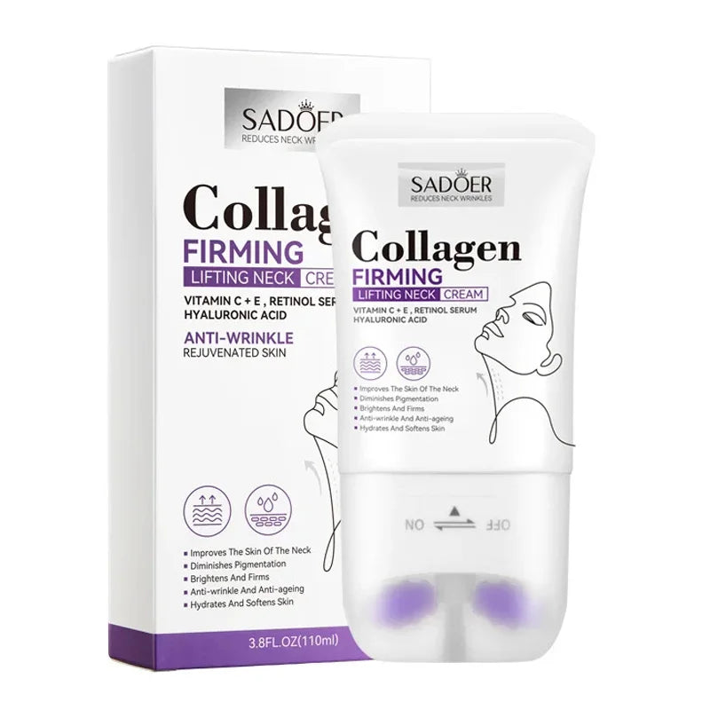 SADOER Collagen Firming Neck Cream Lifting Moisturizing Brightening Message Roller Neck Beauty Cream Necks Skin Care Products Tri Light Beauty