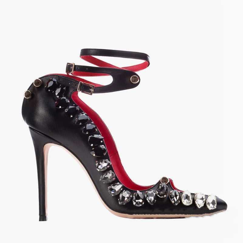 2026 Runway Women Pumps Crystal Metal Decoration High Heels Sandals For Women Luxury Designer Nightclubs Banquets Female Shoes Pi-Mart