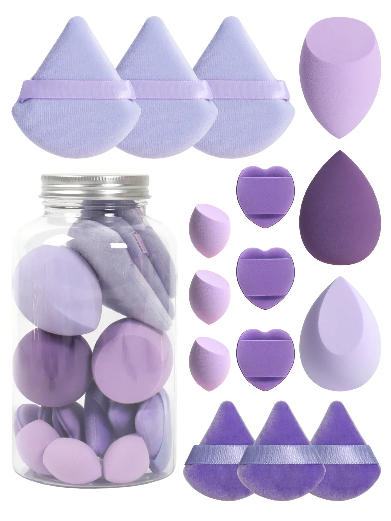 Spring 15 Cans,3 Loose Powder Puffs & 3 Mini Loose Powder Puffs & 3 Mini Makeup Eggs & 3 Mini Air Cushion Puffs, Foundation Mix LadyShow.Store