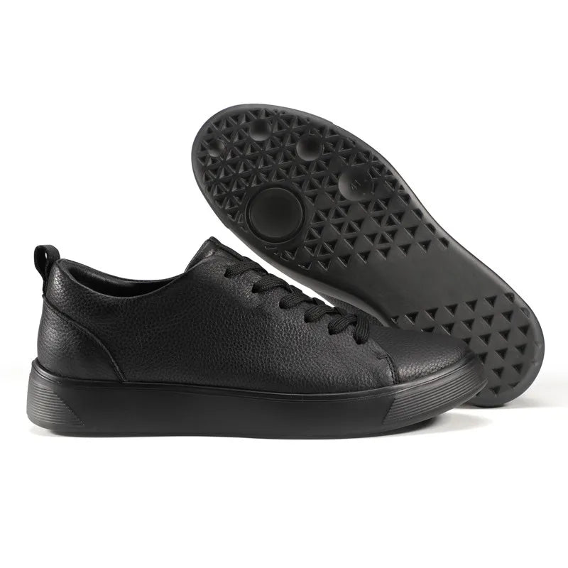 Men Casual Leather Shoes, Business Genuine Leather Shoes Men Thick-soled Sports White Versatile Board Shoes Pi-Mart