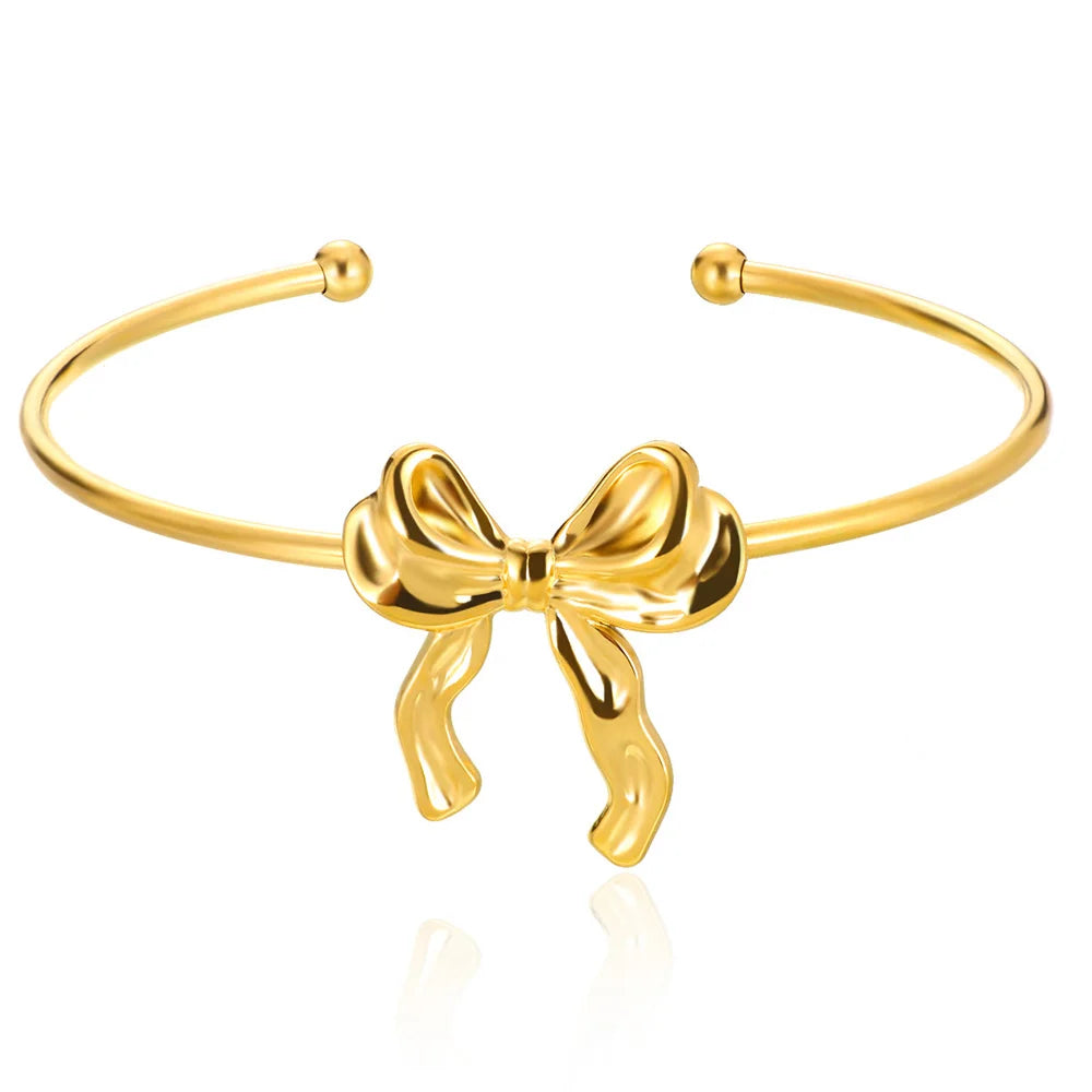 Exquisite Classic Bump Pattern Openning Bangles Bracelet For Women Cuff Bracelet Gold Color Stainless Steel Hand Ornament Gift Pi-Mart