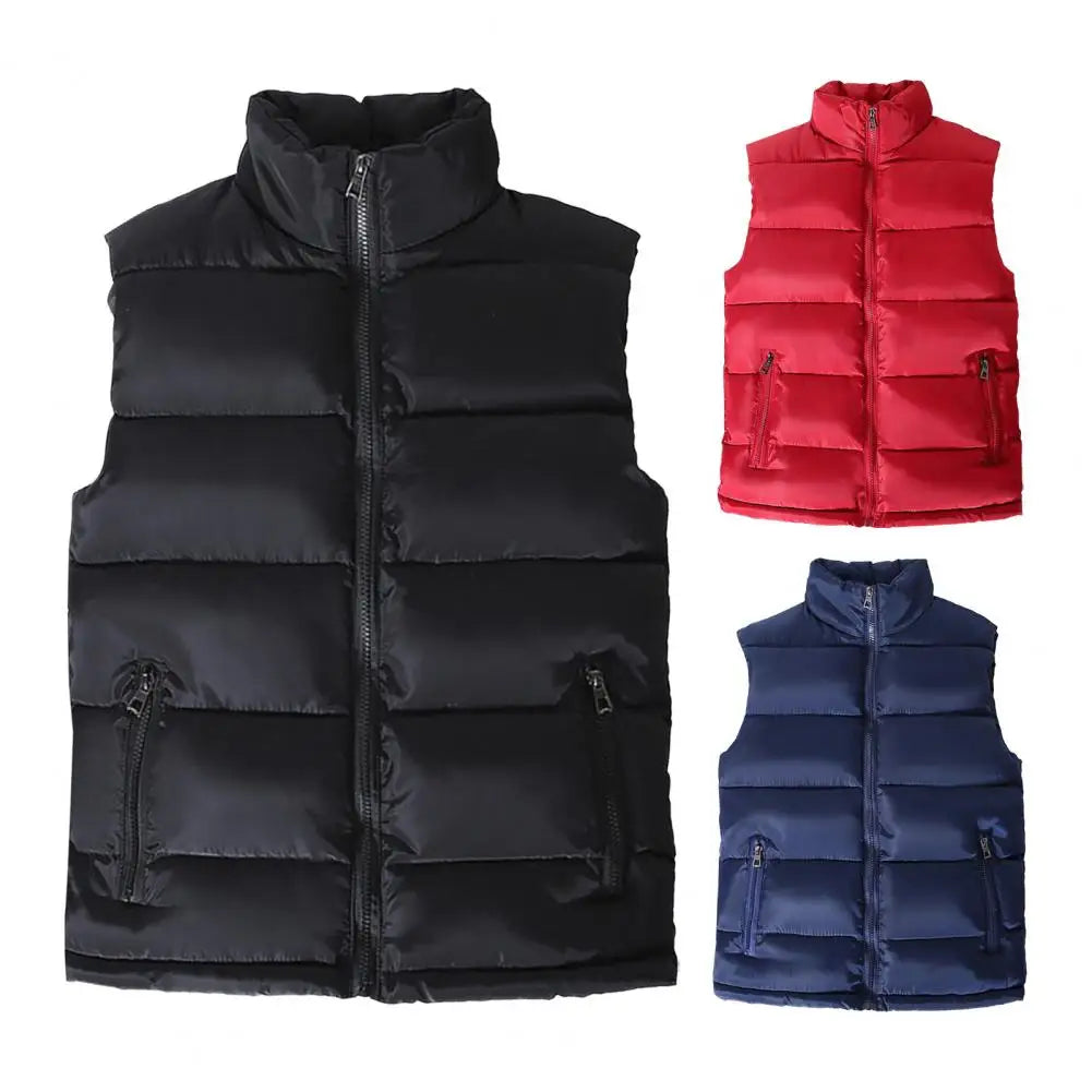 Men Vest Jacket Men Slim Fit Stand Collar Sleeveless Puffer Jackets Winter Casual Waistcoat Men Warm Coat Cold Weather Outerwear Pi-Mart