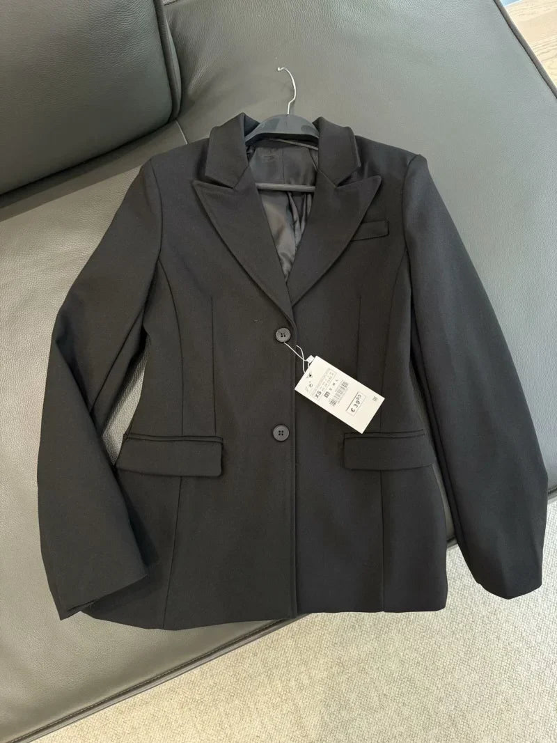 ZW Series Shoulder Padded Slim Fit Suit Jacket for Women ETJ 2025 New Collection with Waist Cinching Design  Casual Suit Jacket LadyShow.Store