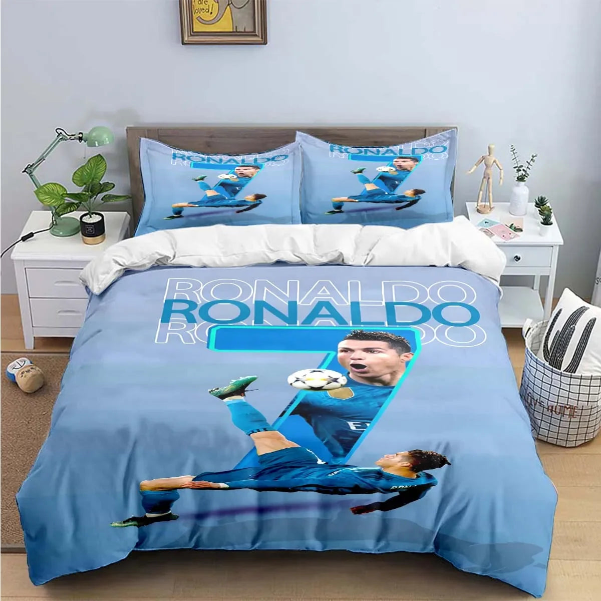 Fashion Football Star M-Messi R-Ronaldo Printing Bedding Set Duvet Cover Comforter Bed  Youth Kids Girl Boys Luxury Gift Pi-Mart