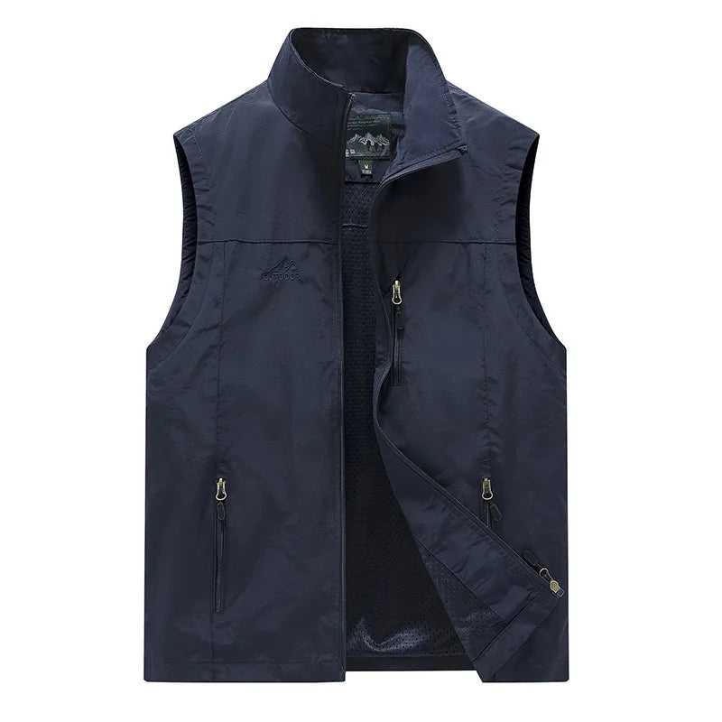 FGKKS Spring New Men Waistcoat Outdoor Leisure Solid Color Vest Young Middle-aged Photography Fishing Casual Vest Jacket Male LadyShow.Store