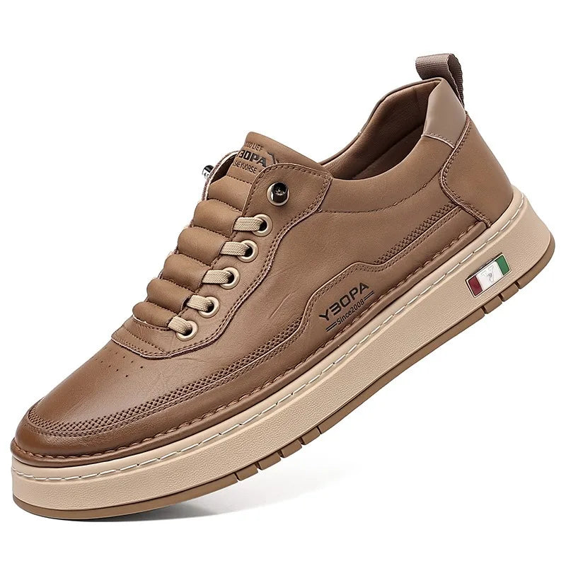 New Large Size 38-48 Leather Men's Sneakers Fashion Casual Men's Platform Sneakers Spring Autumn Designer Board Shoes Man Pi-Mart