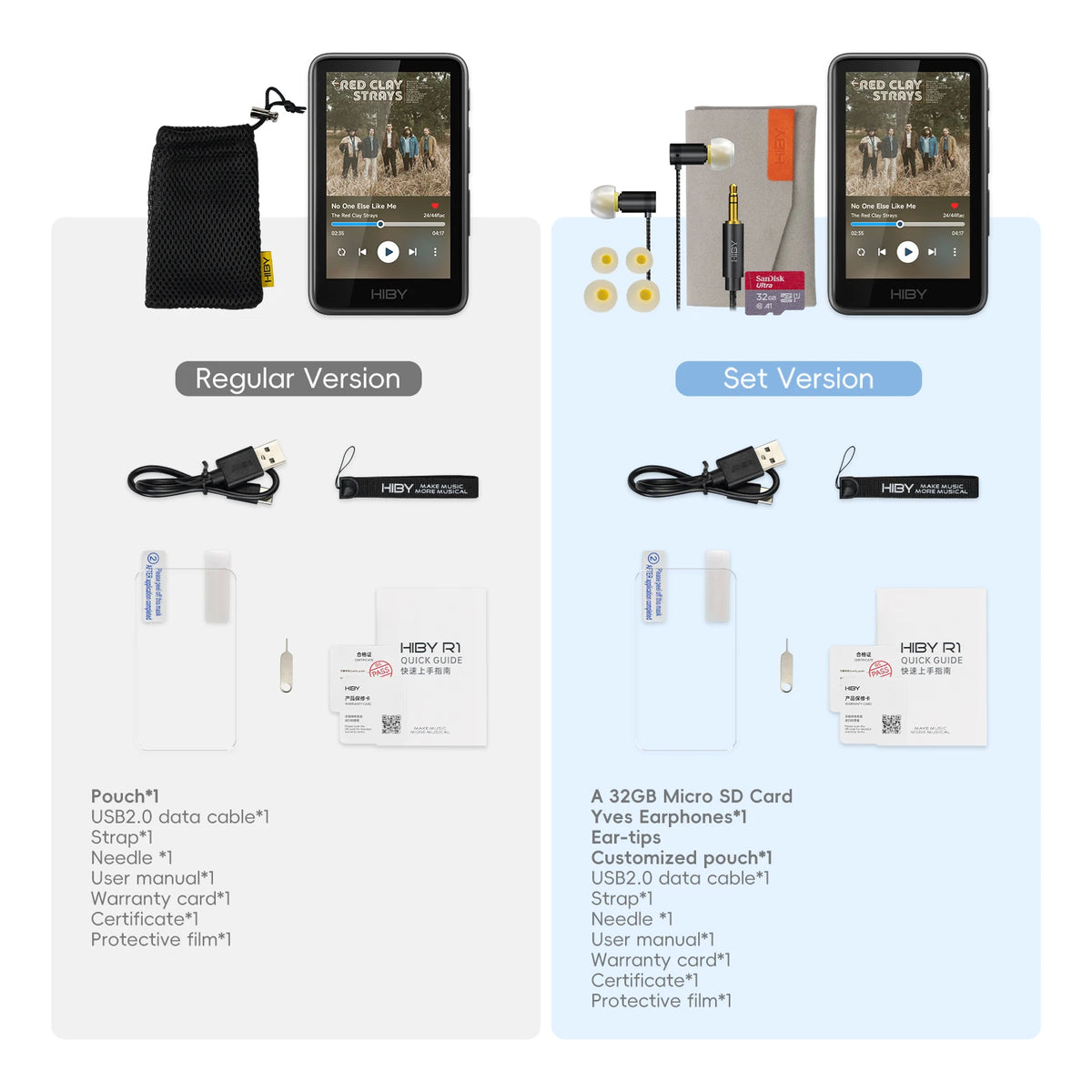 HiBy R1 HiFi Audio Music Player MP3 USB DAC WiFi Bluetooth 5.1 DSD256 PCM384kHz/32bit X1600E CS43131 MSEB Web Radio 3.5mm Output Pi-Mart