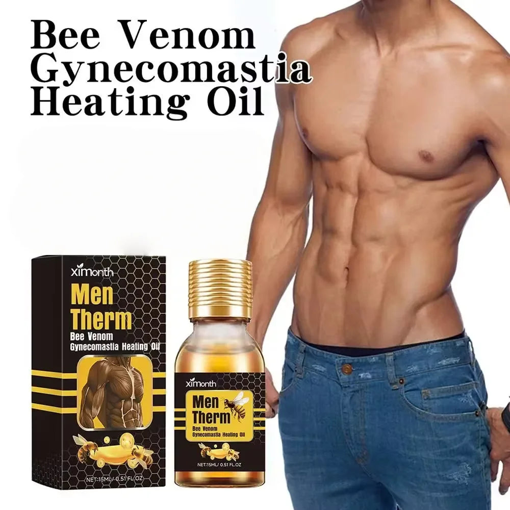 15ml Men's Bee Male Breast Warming Oil Chest Firming Massage Serum Chest Firming Oil Skin Care Pi-Mart