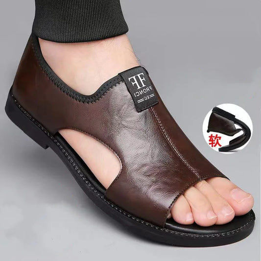 Brand Man Sandals Designer Fashion Leather Casual for Men Summer Comfortable Beach Slippers Outdoor Non-slip Men Sandalias 2026 Pi-Mart