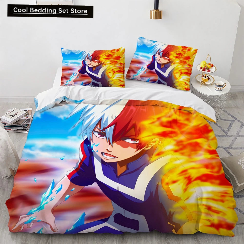 New Anime My Hero Academy Bedding Set Anime Characters Duvet Cover 3D Cartoon Polyester Quilt Cover Queen King Size Kids Boys Pi-Mart