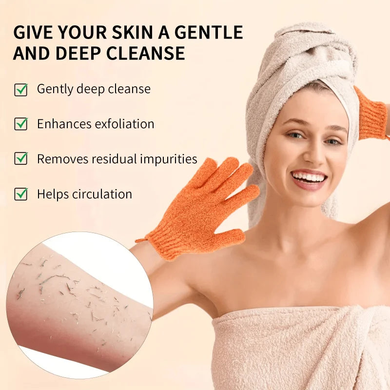 Exfoliating Shower Bath Glove Set  Deep Cleaning Body Scrub Spa Massage Glove for Skin - Bath Bomb Included Tri Light Beauty