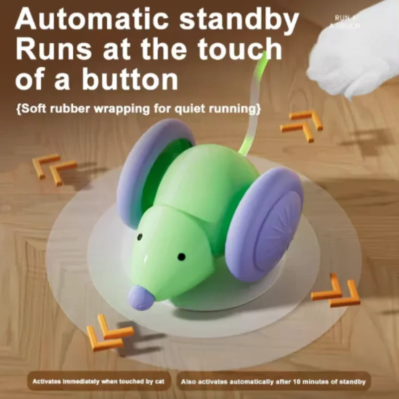 Interactive Cat Toy Electric Mouse Car Automatic Teaser Kitten Pet Toys Rechargeable Intelligent Obstacle Avoidance Cat Car Toy Pi-Mart