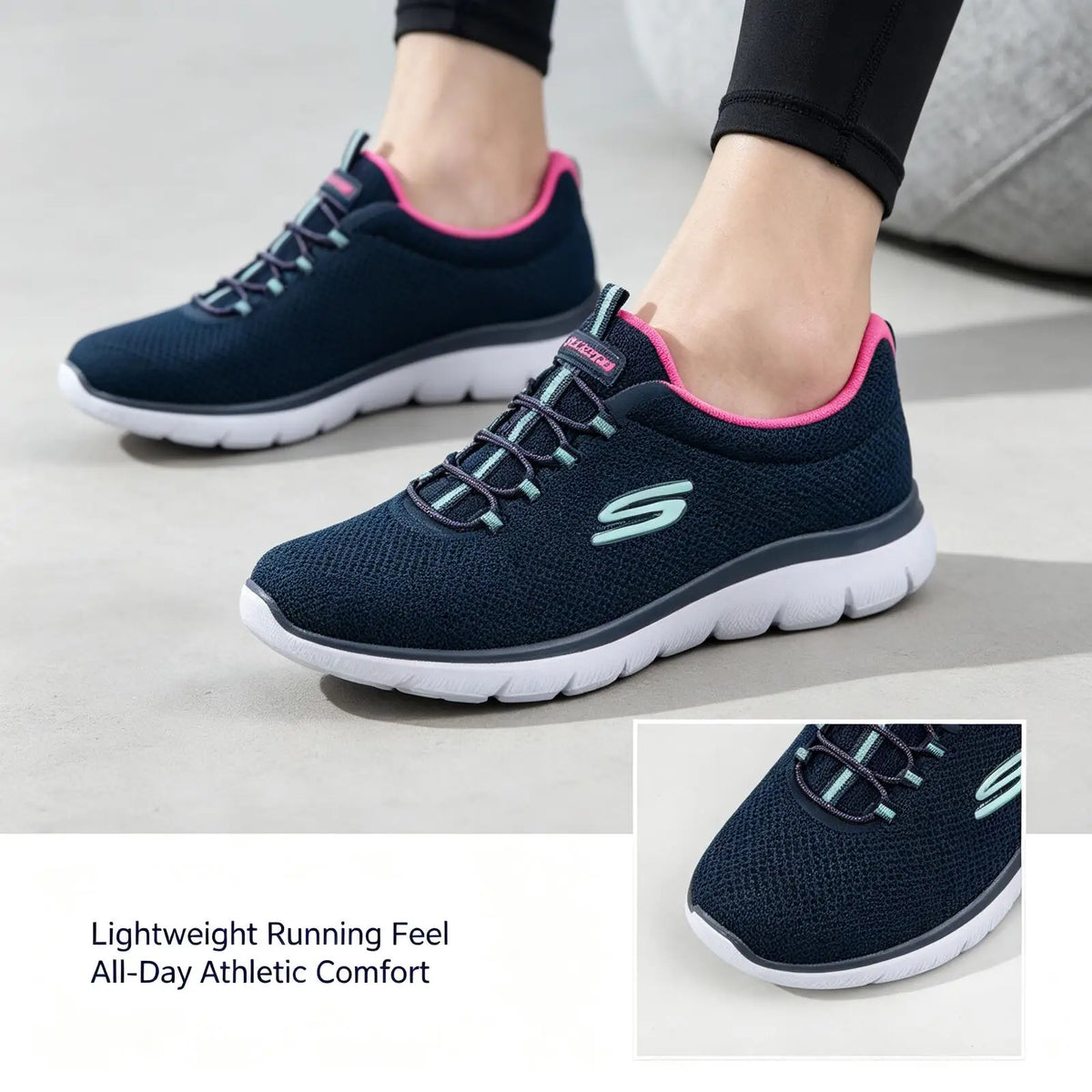 Skechers  2026 Slip On Breathable Mesh Memory Foam Walking Sneakers Lightweight Daily Casual Trainers Multiple Colors 12980-NVHP Pi-Mart