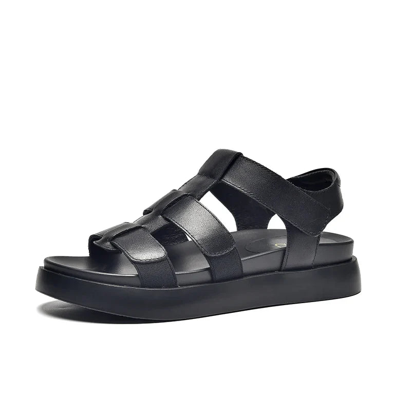 BeauToday Summer Gladiator Sandals Women Calfskin Leather Open Toe T-bar Strap Hook & Loop  Summer Ladies Shoes Handmade 07130 LadyShow.Store