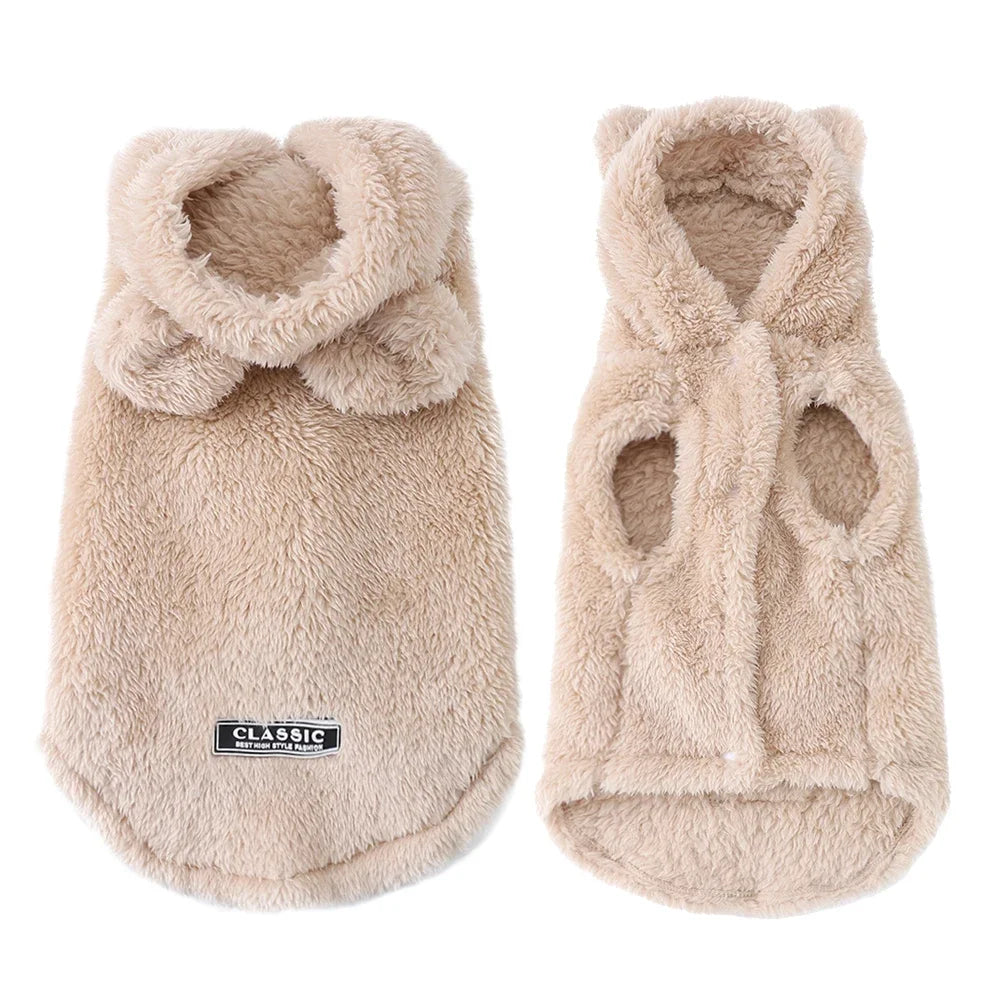 Soft Fleece Pet Dog Clothes Cute Hoodie Coat For Small Medium Dogs Cats Autumn Winter Puppy Hooded Jacket Sweater Pug Apparel Pi-Mart