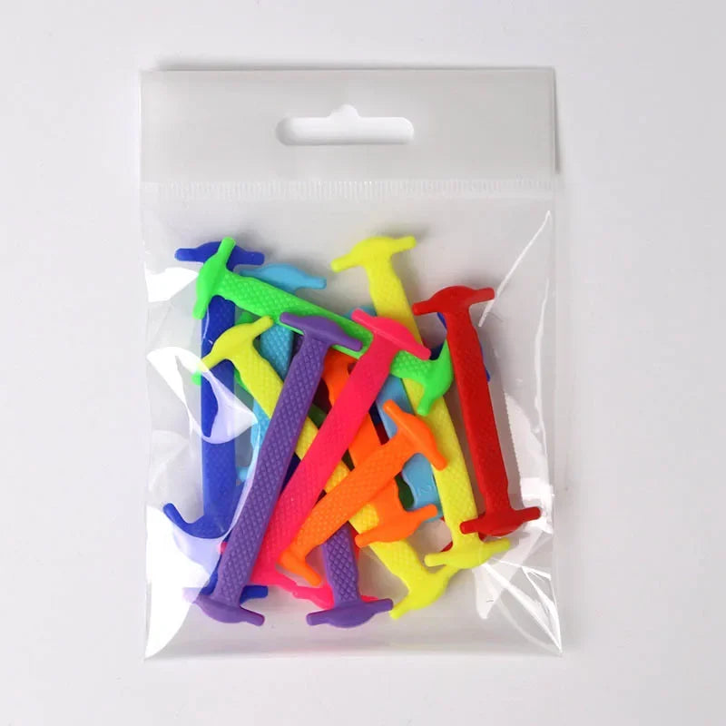 16pcs Lazy Shoelace Silicone Quick Lace Elastic Women Men No Tie Kids Adult Sneakers Lacing Shoelace Buckle Shoes Accessories LadyShow.Store
