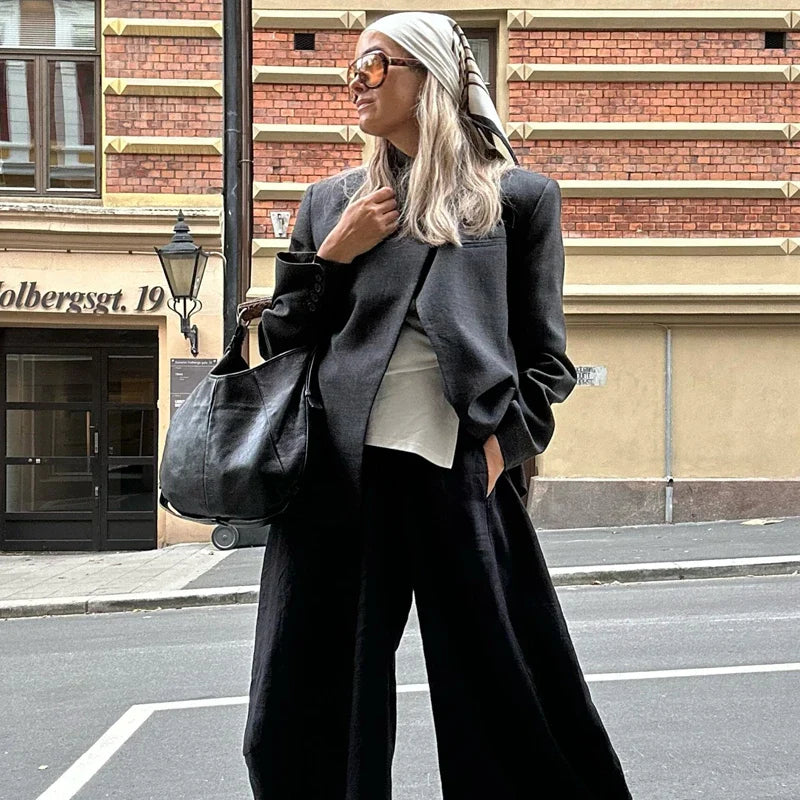 MUJER Women's Tailoring Blazers Vintage Office Blazer Woman Faux Wool Coats for Women Streetwear Outerwears Fitted Jacket Women LadyShow.Store