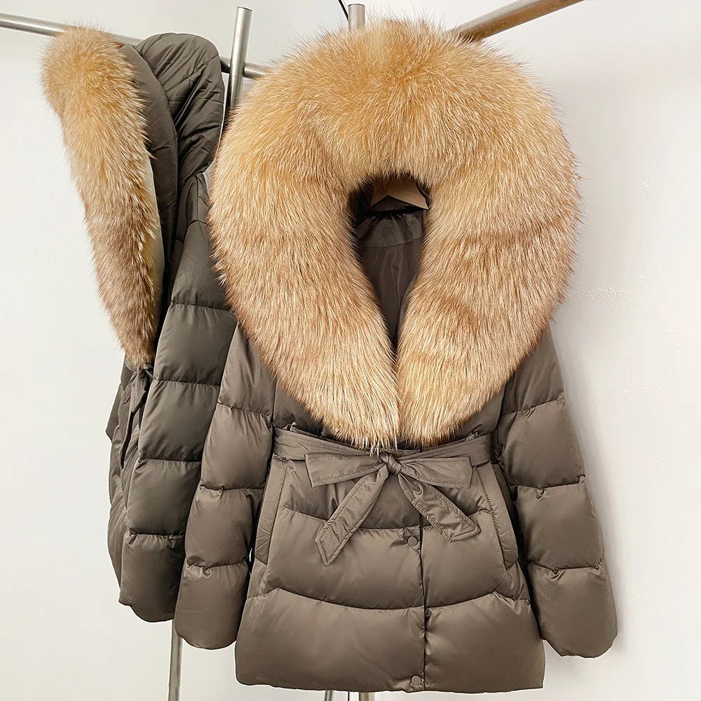 Natural Fur Collar Down Jacket Women Winter 2026 High Quality Duck Down Puffer Parka Windproof Warm Down Coat Outerwear New LadyShow.Store