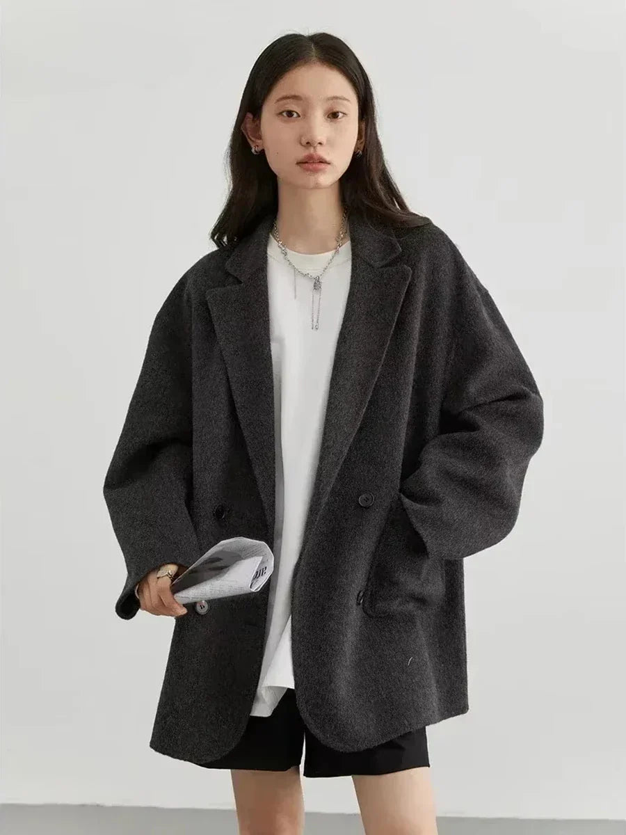CHIC VEN Women's Woolen Coats Fashion Solid Loose Warm Jackets Korean Casual Office Lady Female Clothing Spring Autumn New 2026 LadyShow.Store