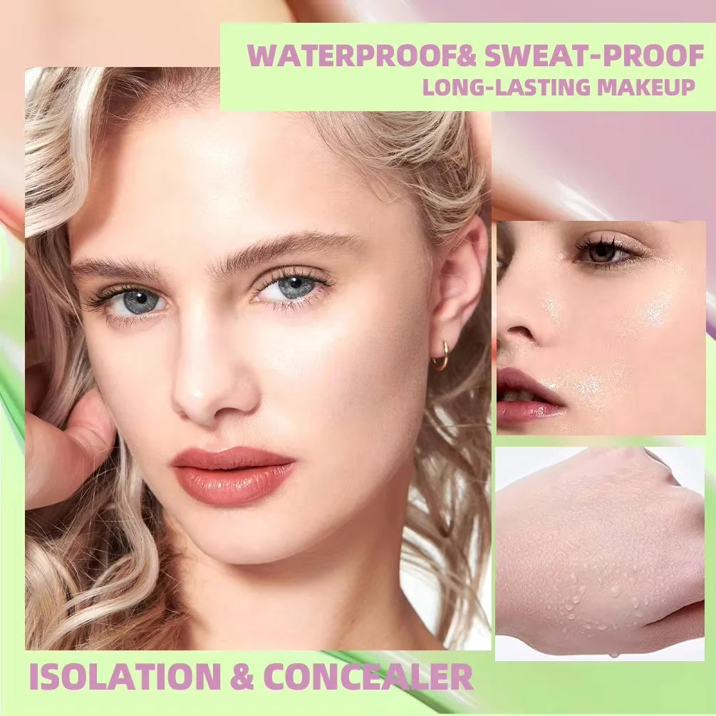 Face Makeup Primer Tri-color Cream Contour Color Isolation Waterproof Makeup Foundation Natural Makeup Base Cream 40g Tri Light Beauty