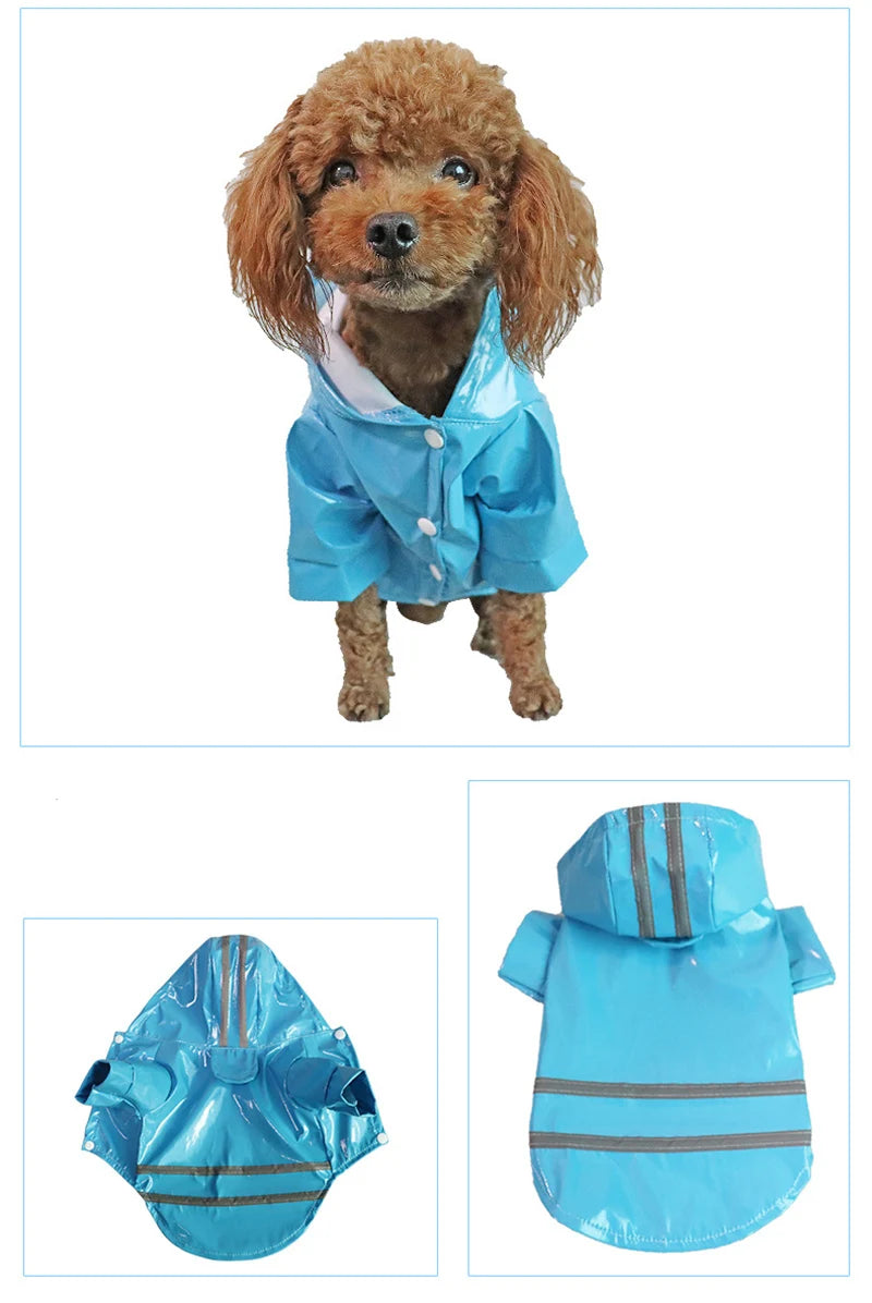Waterproof Dog Jacket PU Dog Raincoat For Small Dogs Cats Reflective Puppy Raincape Chihuahua Yorkies Raincoat Pet Poncho Pi-Mart