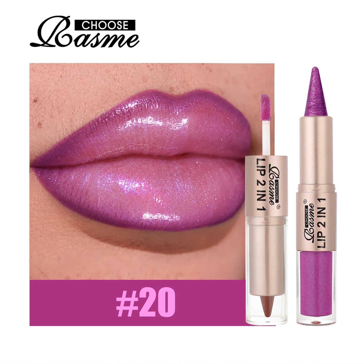 2IN1 Tapered Gradient Lipliner Pen Nude Brown Mirror Glass Lip Gloss Matte Lip Liner Waterproof Lip Contour Non Stick Makeup LadyShow.Store