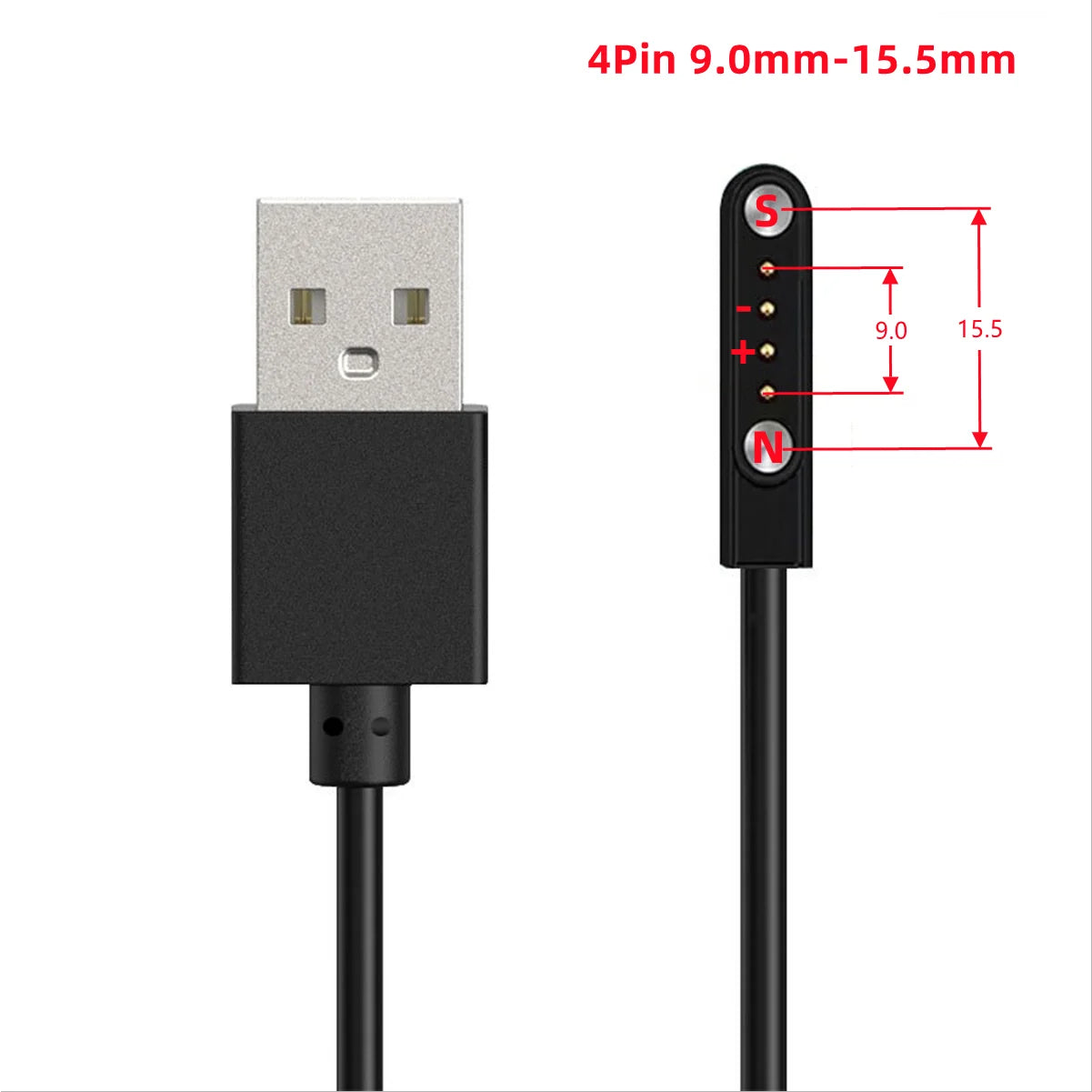 2Pin 4Pin 5Pin Magnetic Charging Cable USB to Pogo Pin for Smart Watch Earphone Wristband 60cm 5V Magnetic Dock Charger Adapter LadyShow.Store
