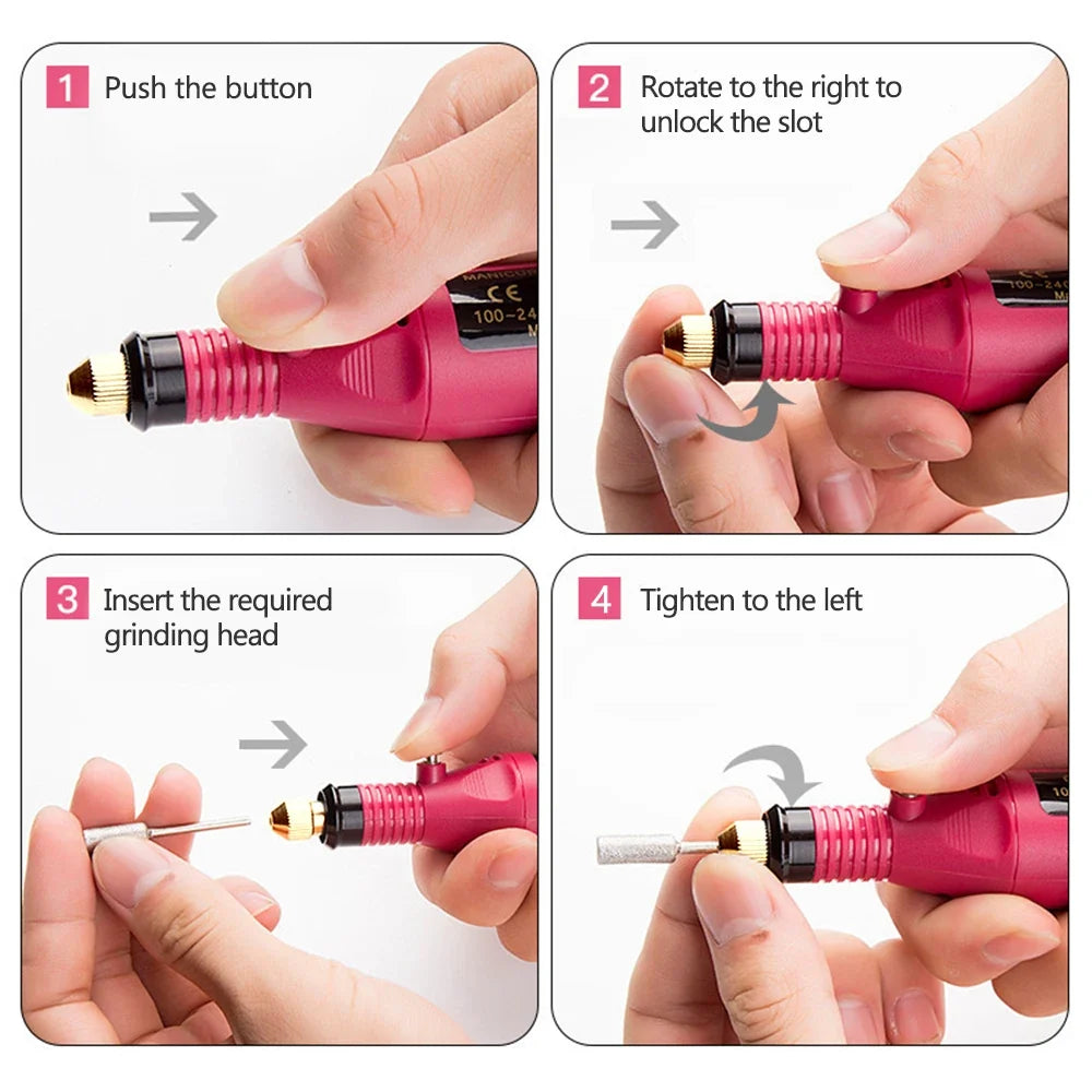 LULAA Electric Nail Drill Machine Set Pedicure Grinding Equipment Mill For Manicure  Professional Strong Nail Polishing Tool Tri Light Beauty