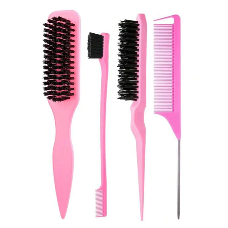 Bristle Slick Back Hair Brush for Sleek Ponytail Bun & Smoothing Baby Hairs, Flyaways, Edge Control - Backcombing & Teasing Tri Light Beauty